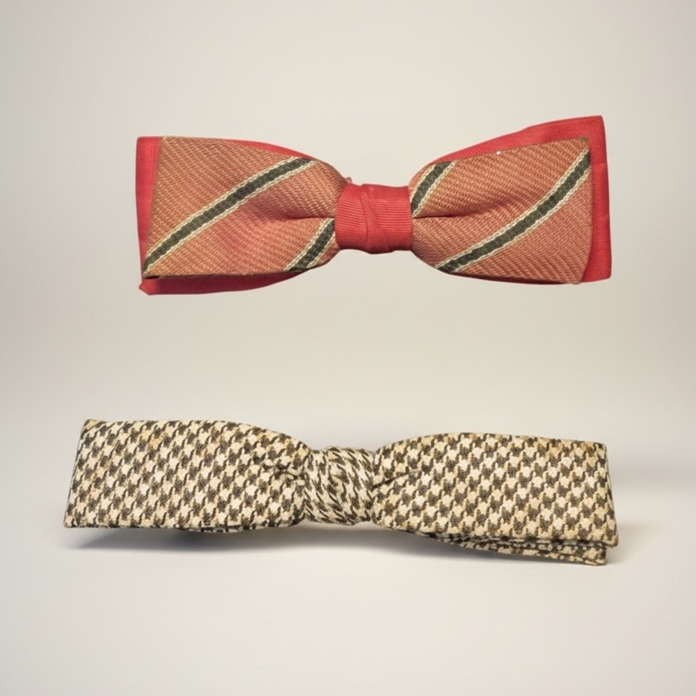 Vintage Royal Rust and Ormond Striped Houndstooth Bow Ties Classic Formal